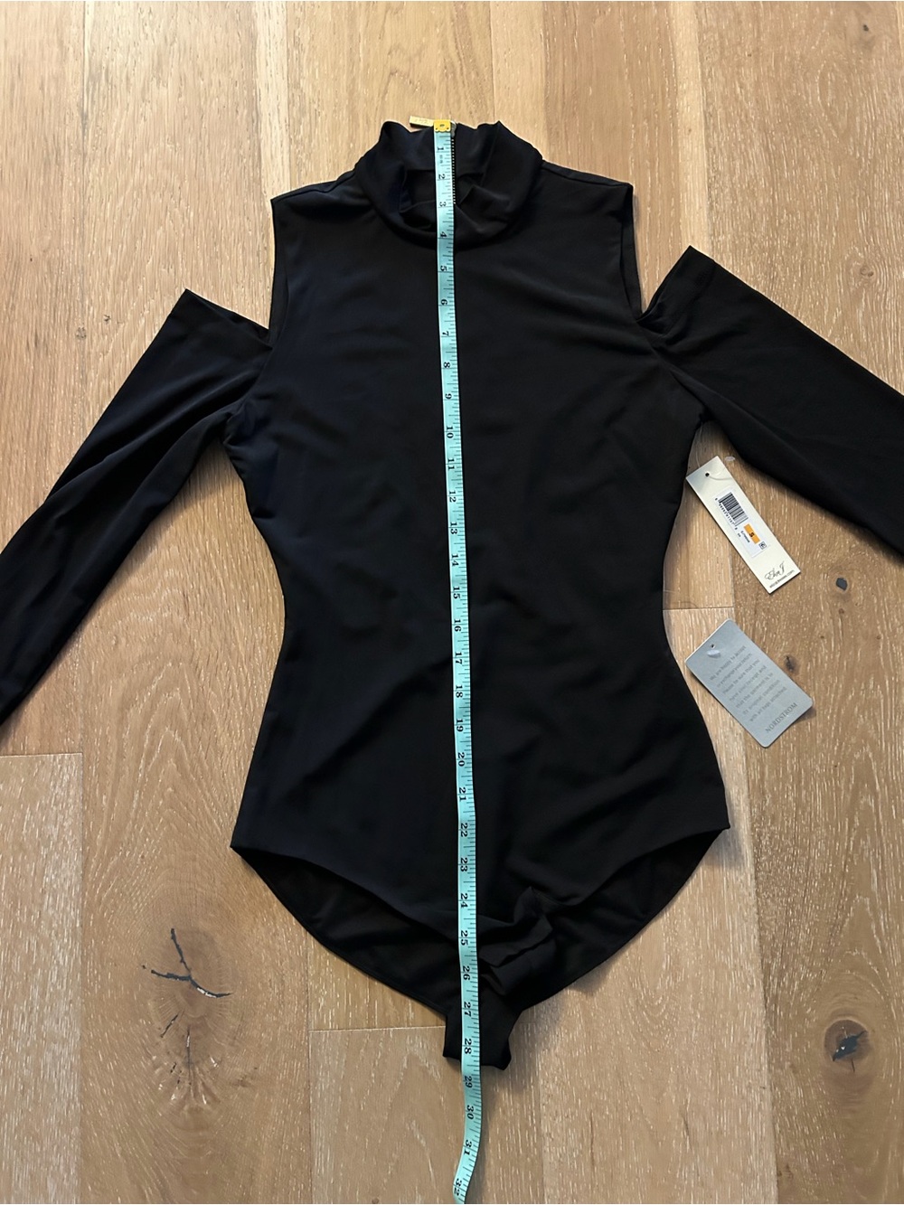 Eliza J Black Cold-Shoulder Mock Neck Bodysuit - Picture 5 of 10
